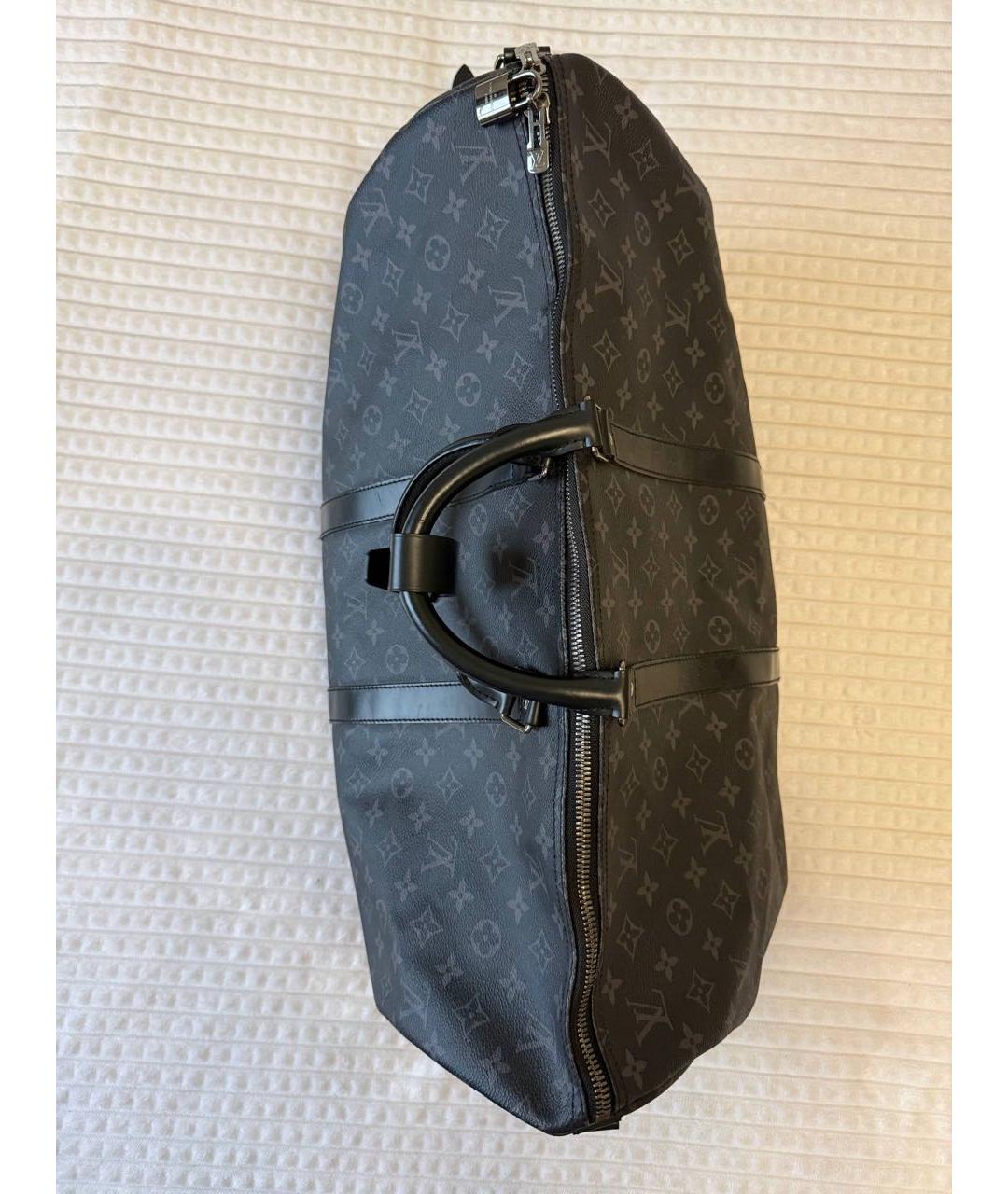 LOUIS VUITTON Черная дорожная/спортивная сумка из канвы, фото 2