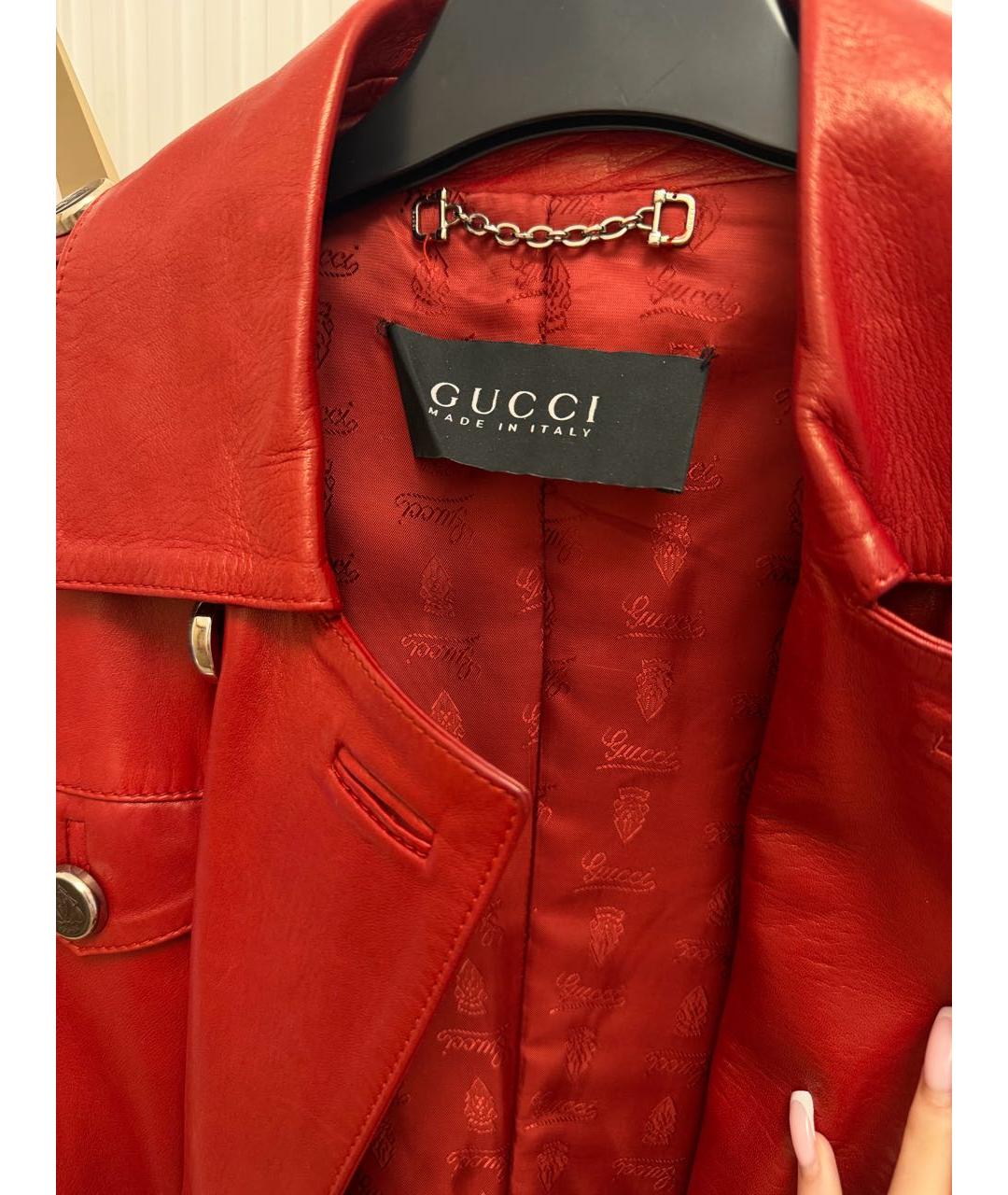 GUCCI Бордовое кожаное пальто, фото 3
