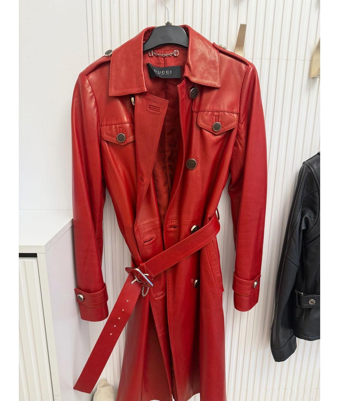 GUCCI Бордовое кожаное пальто, фото 8