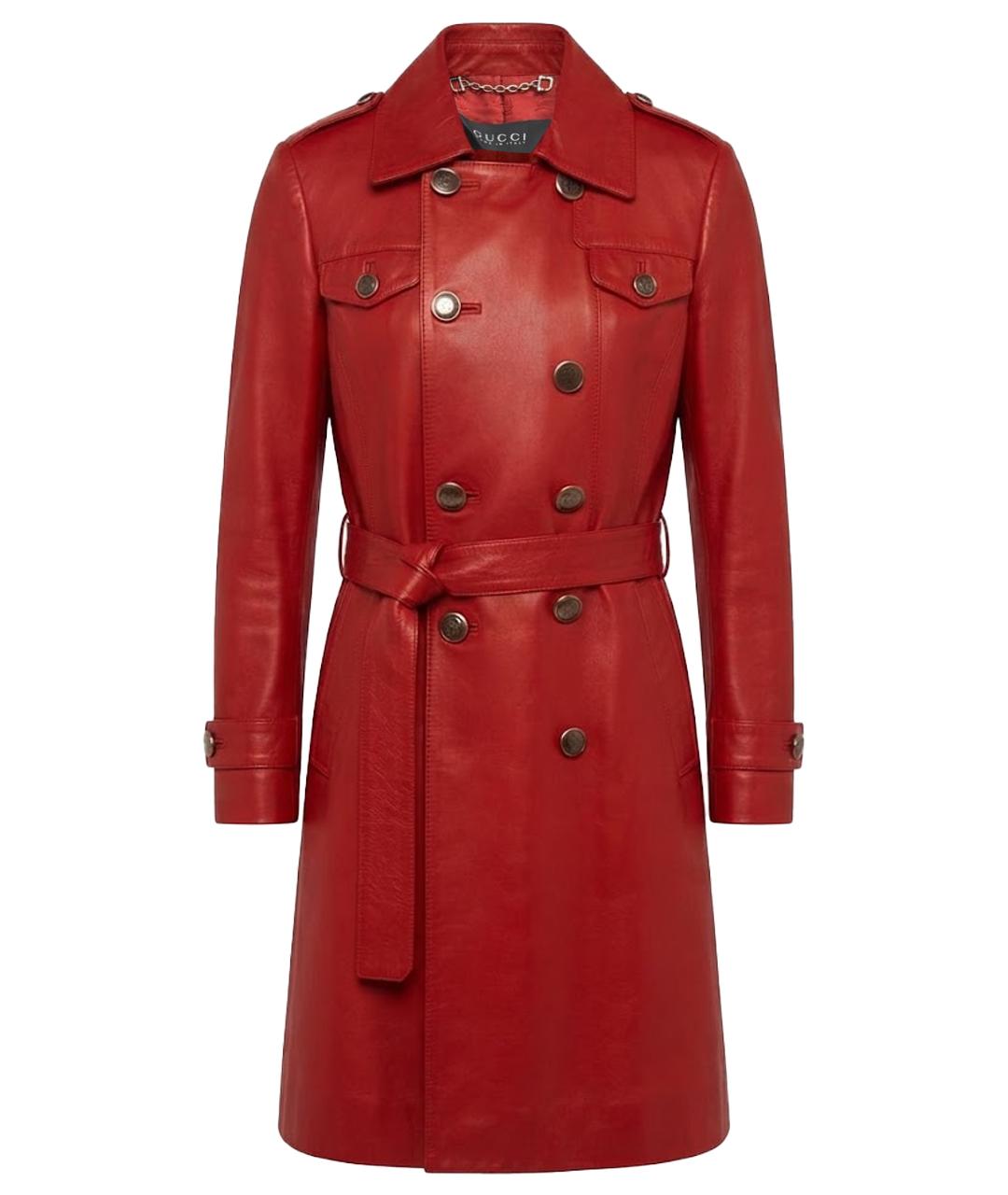 GUCCI Бордовое кожаное пальто, фото 1