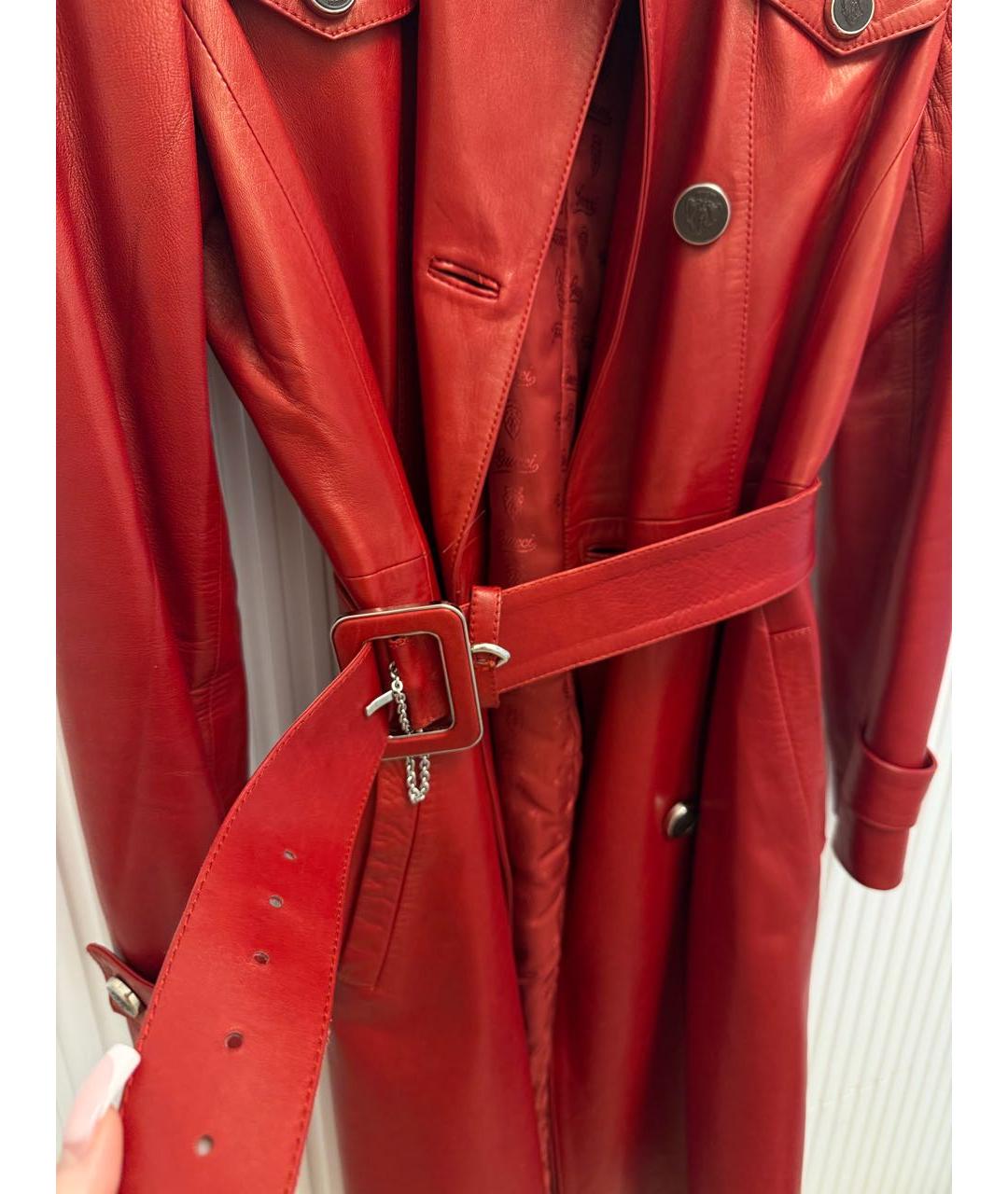GUCCI Бордовое кожаное пальто, фото 4