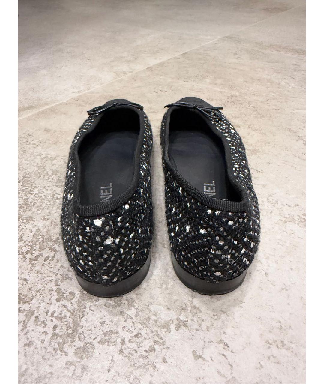 CHANEL Черные текстильные балетки, фото 4