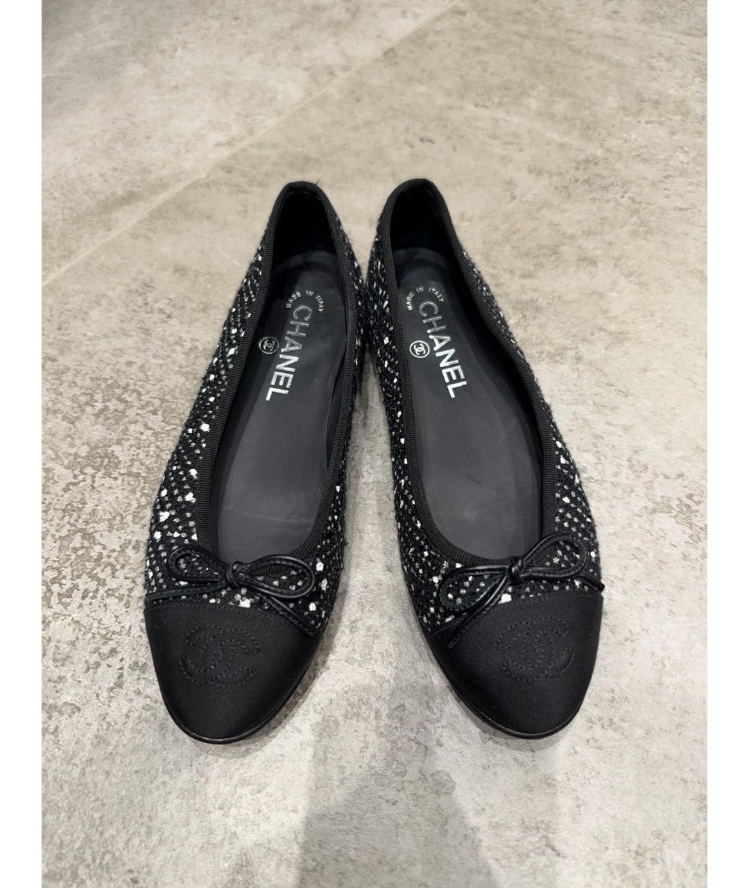 CHANEL Черные текстильные балетки, фото 3