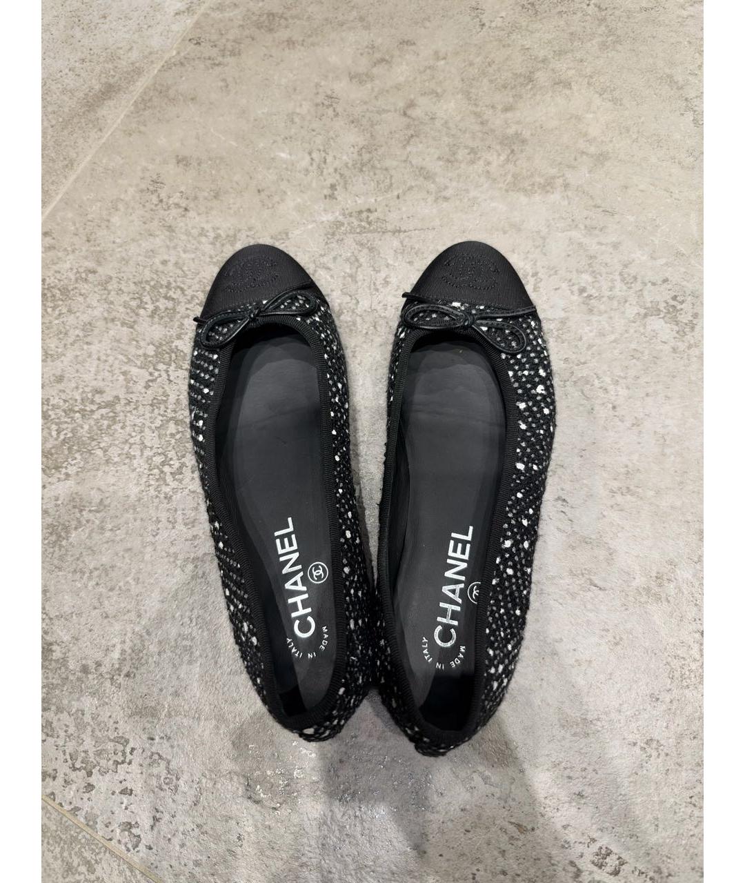 CHANEL Черные текстильные балетки, фото 2