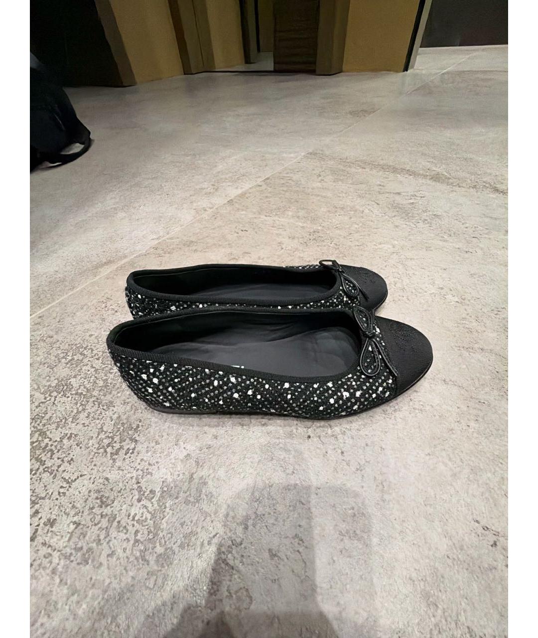 CHANEL Черные текстильные балетки, фото 6