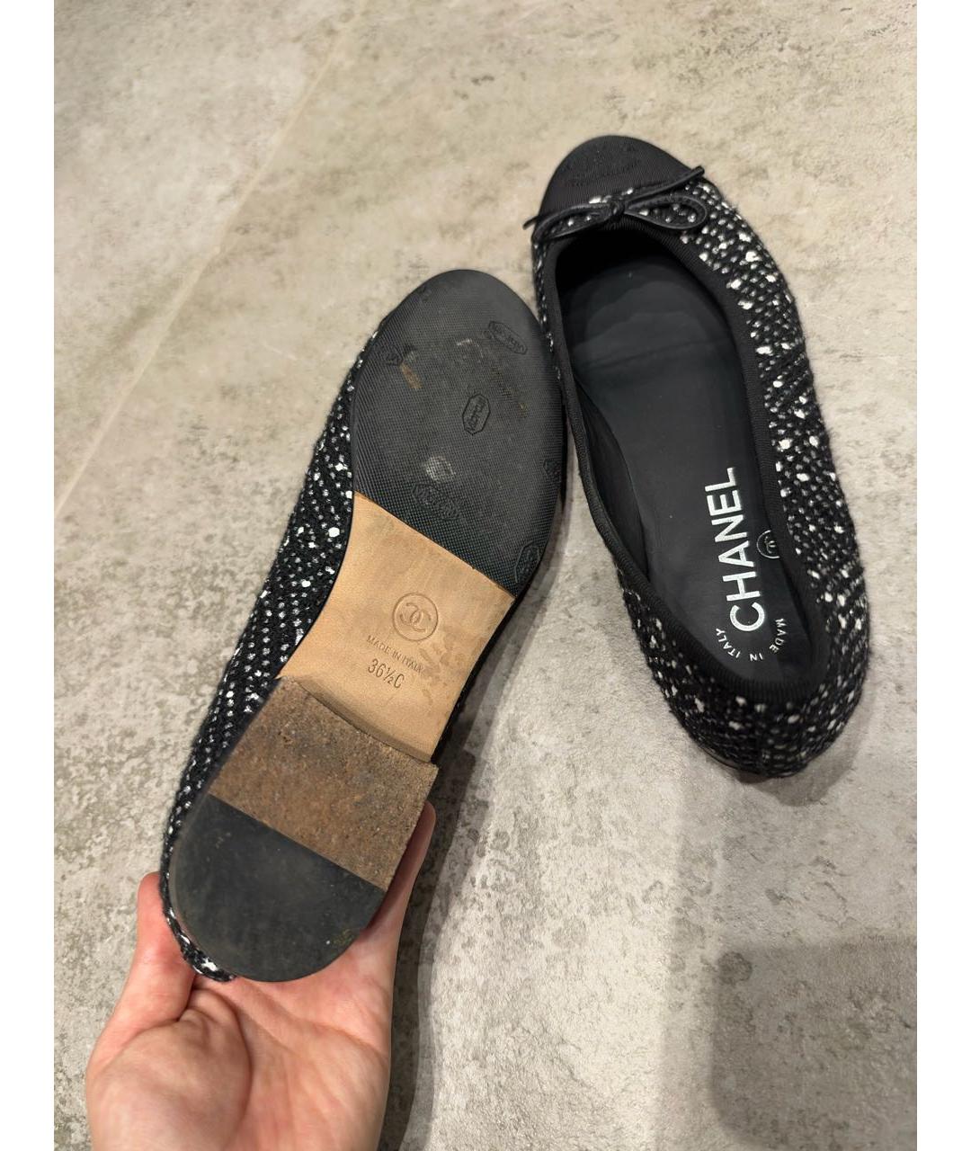 CHANEL Черные текстильные балетки, фото 5
