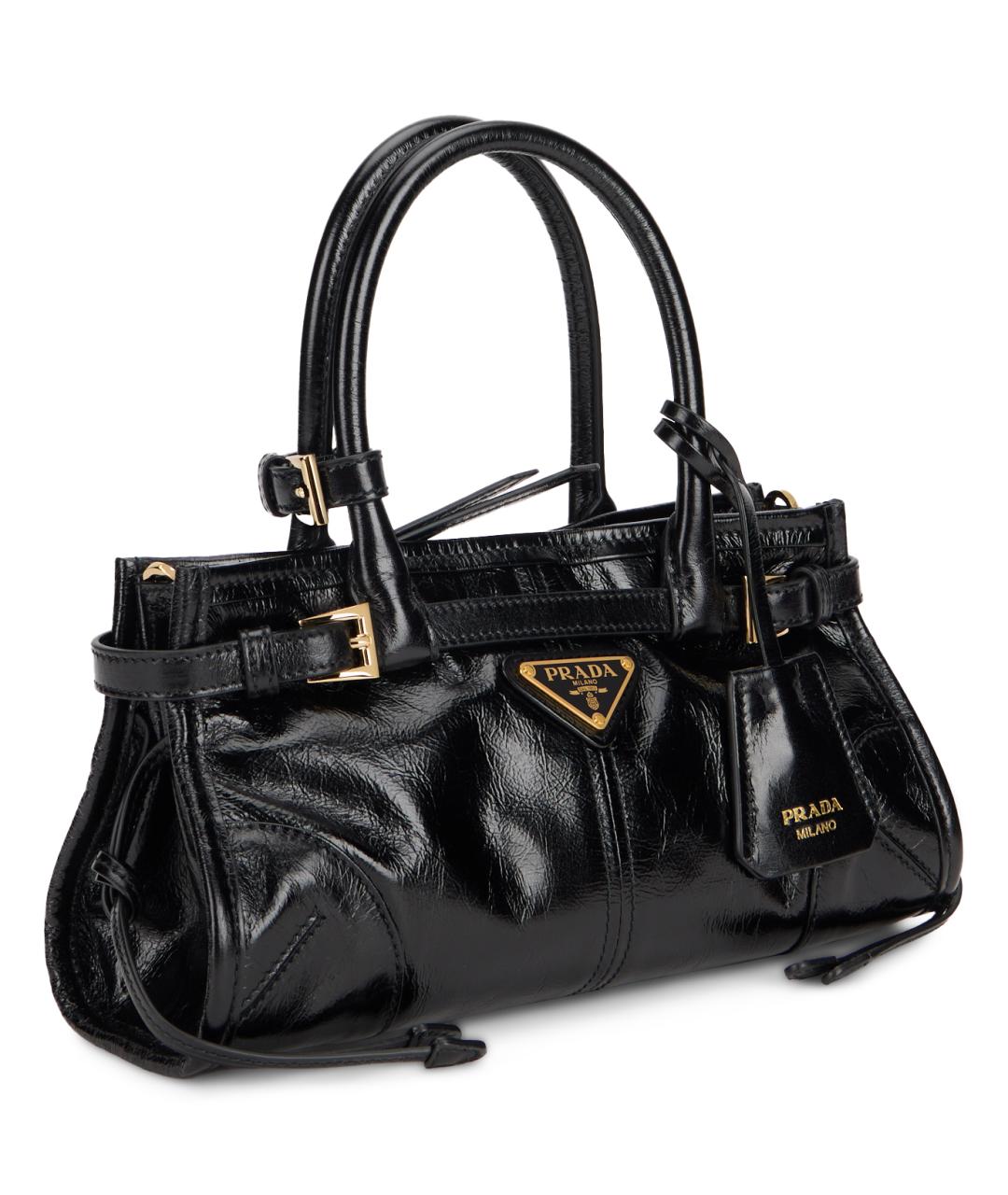 PRADA Черная сумка тоут из лакированной кожи, фото 3