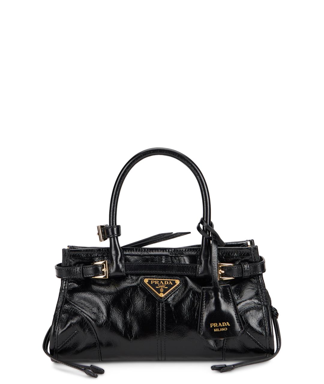 PRADA Черная сумка тоут из лакированной кожи, фото 6