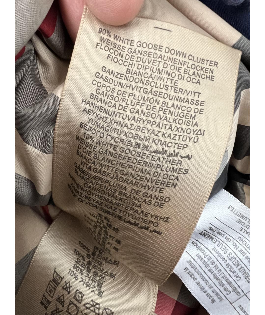 BURBERRY Темно-синий пуховик, фото 3