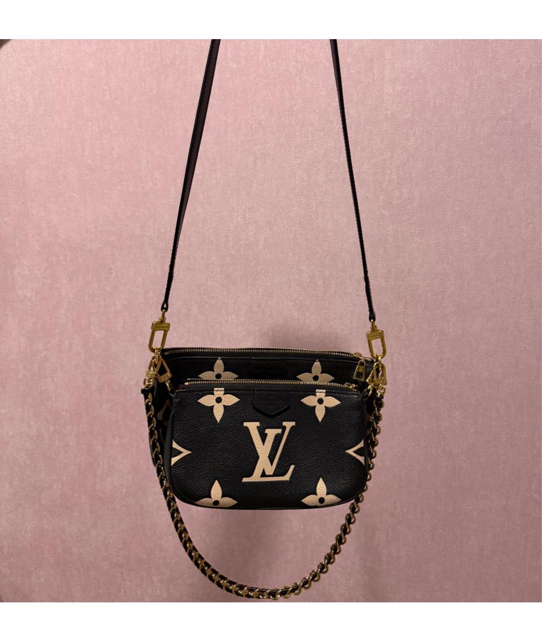 LOUIS VUITTON Черная кожаная сумка через плечо, фото 4