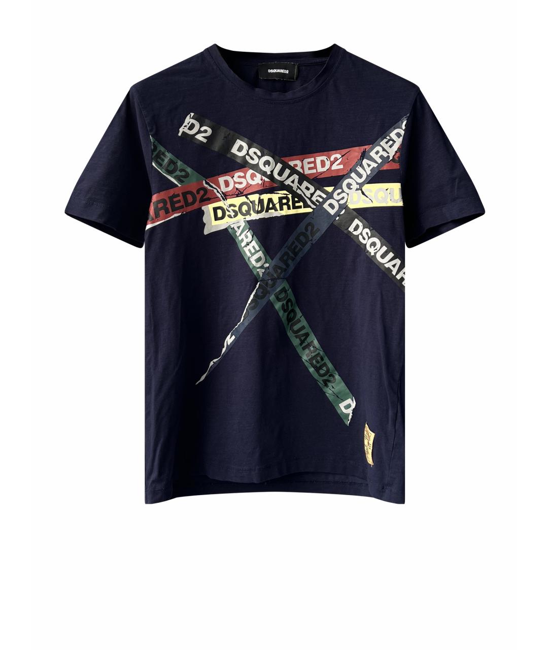 DSQUARED2 Темно-синяя хлопковая футболка, фото 1