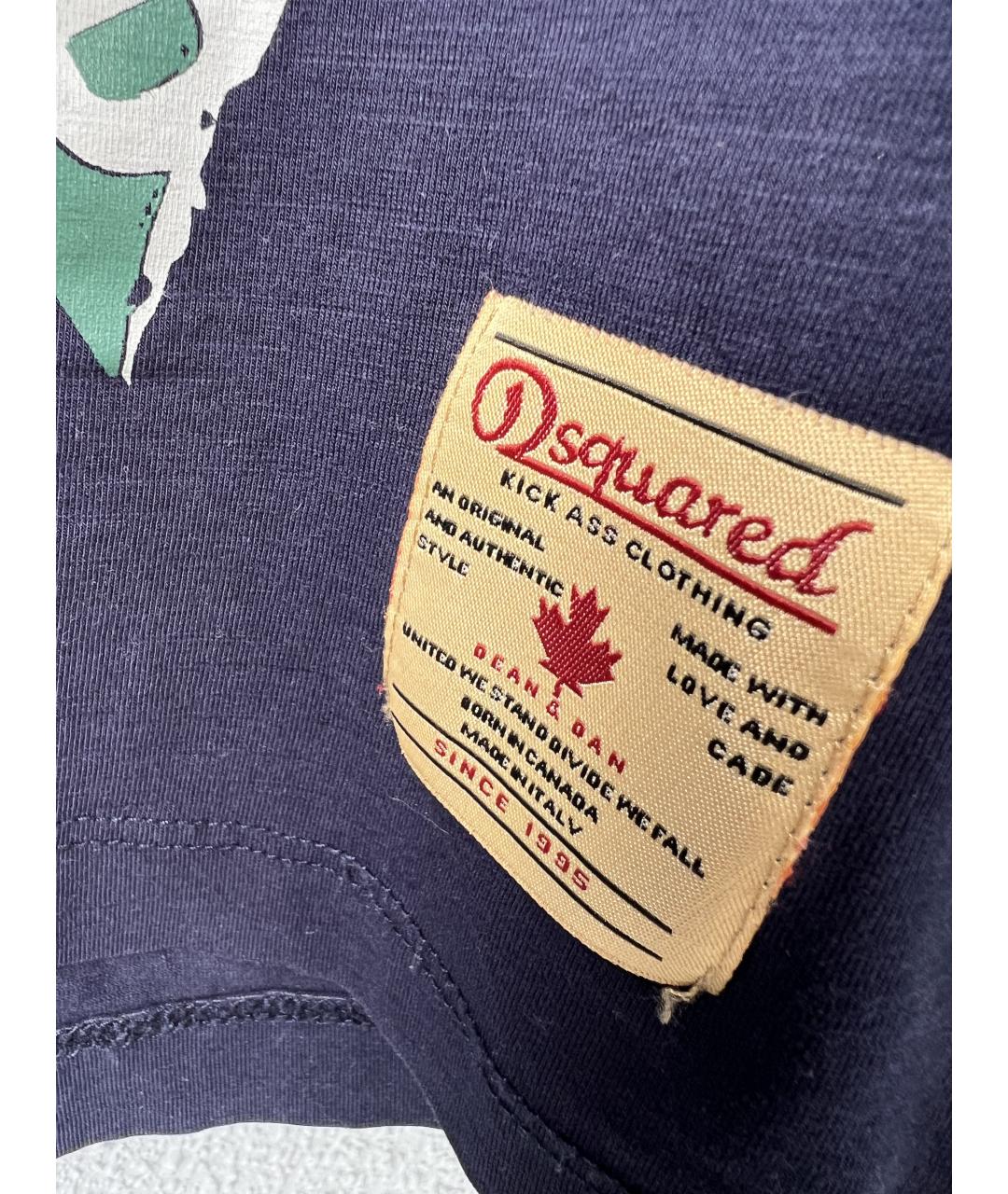 DSQUARED2 Темно-синяя хлопковая футболка, фото 5
