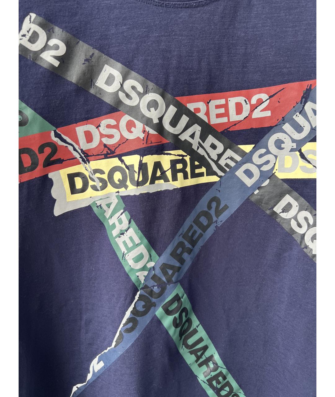 DSQUARED2 Темно-синяя хлопковая футболка, фото 2