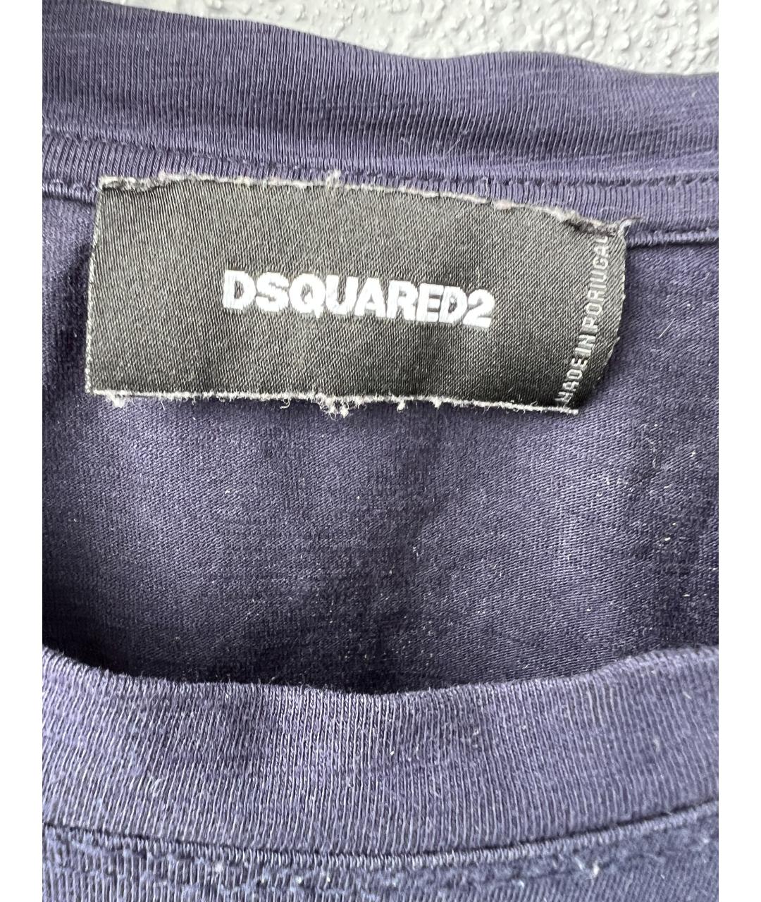 DSQUARED2 Темно-синяя хлопковая футболка, фото 4