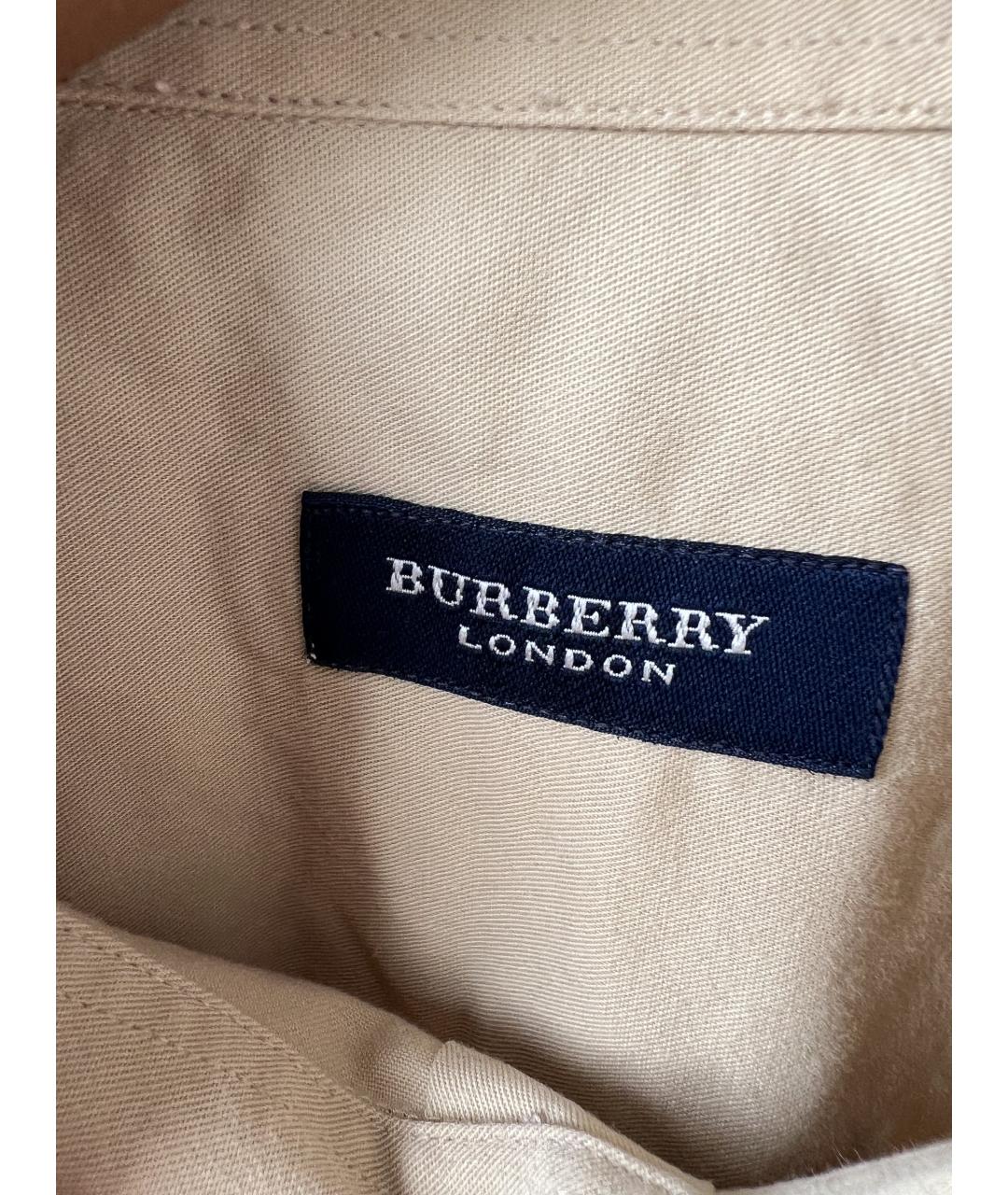 BURBERRY Бежевая хлопковая классическая рубашка, фото 4