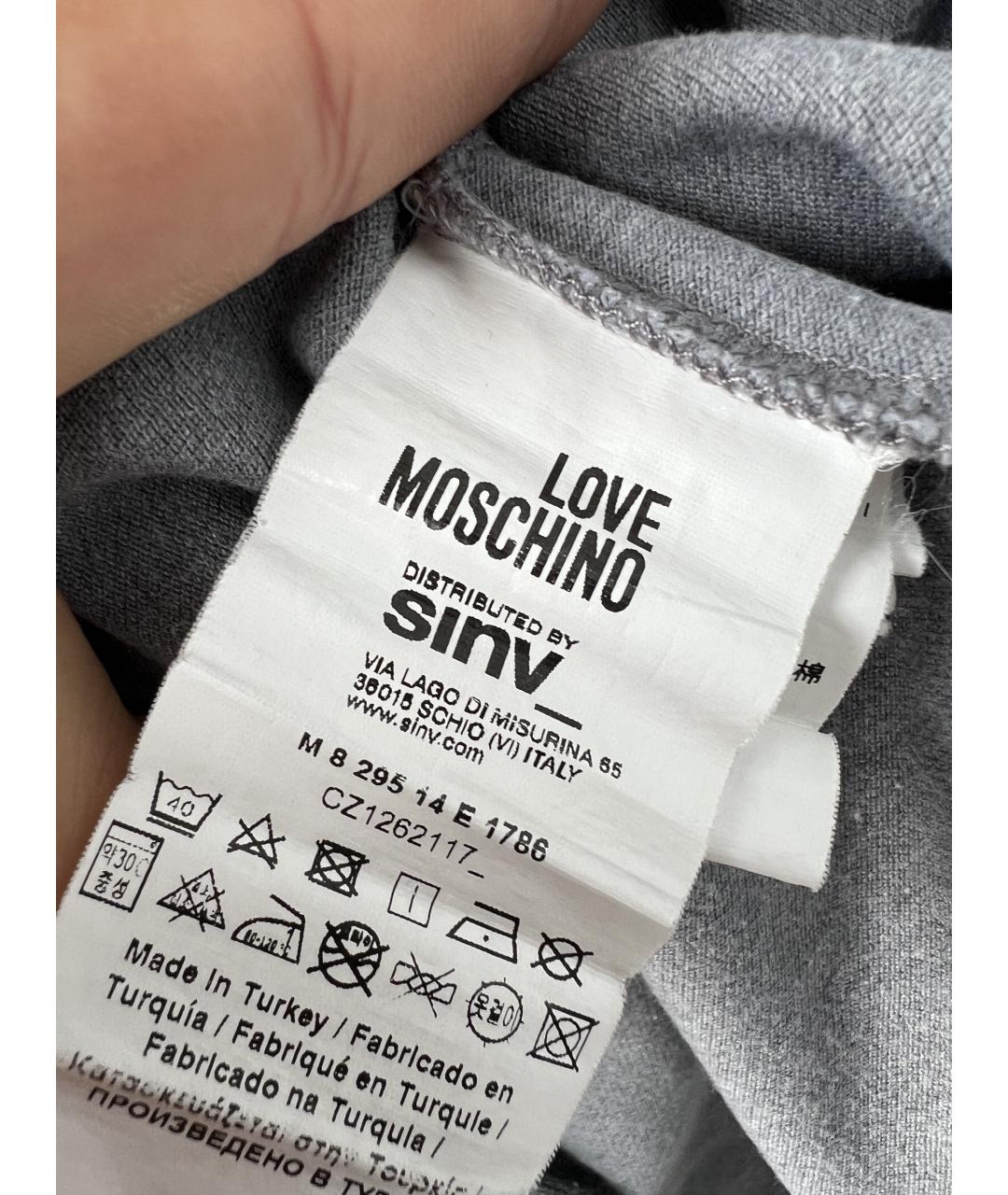 MOSCHINO Серое хлопковое поло с коротким рукавом, фото 4