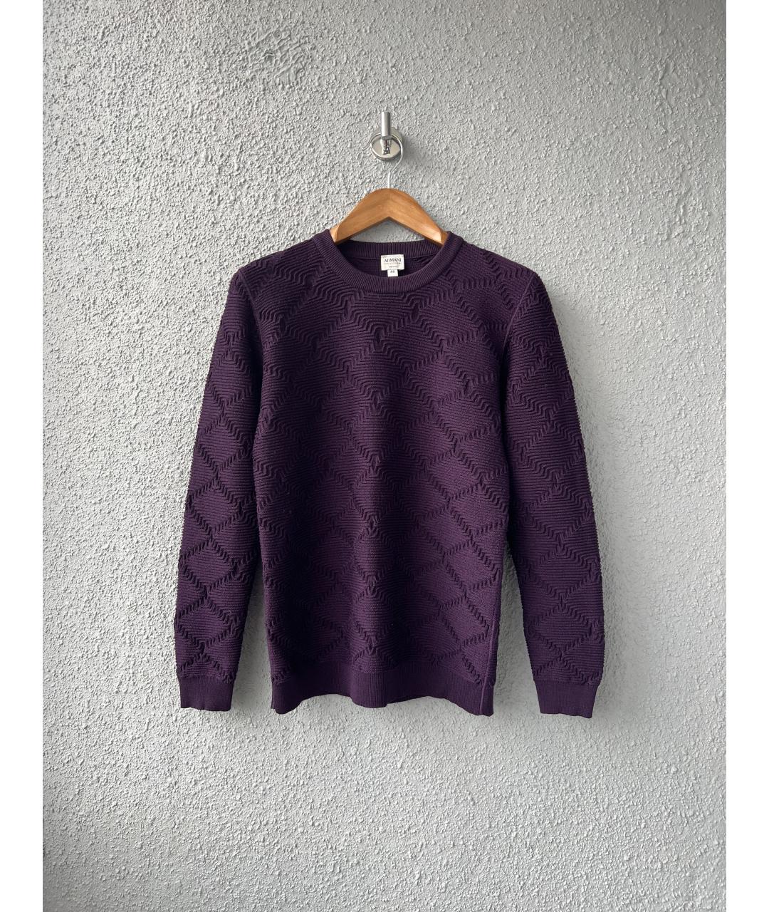 ARMANI COLLEZIONI Фиолетовый шерстяной джемпер / свитер, фото 4