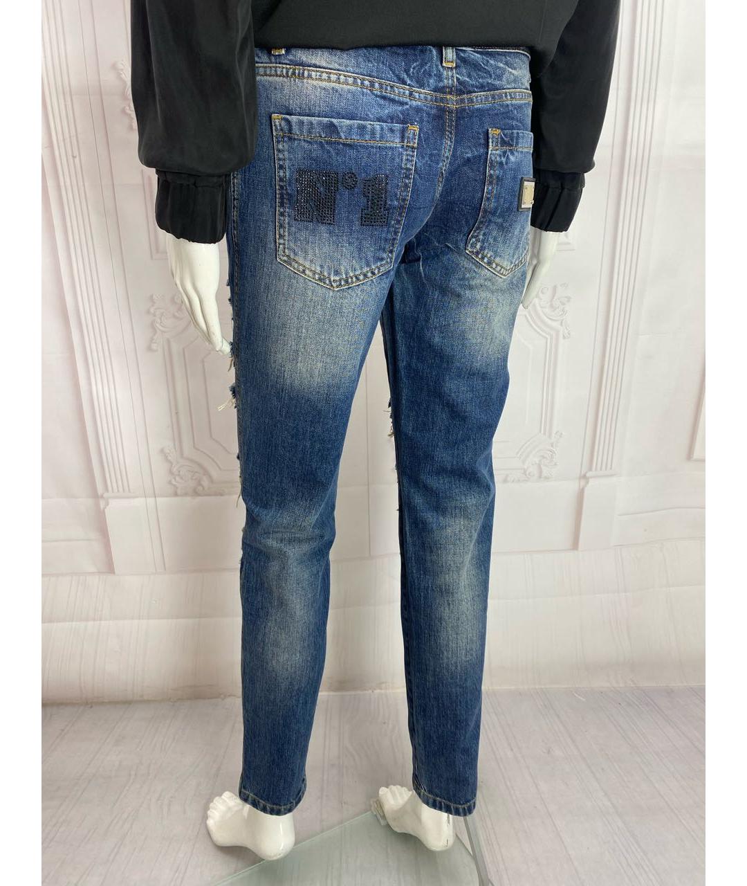 PHILIPP PLEIN Темно-синие хлопковые джинсы слим, фото 6