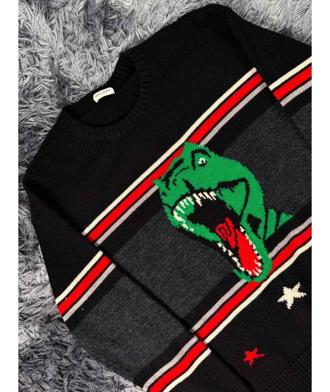 SAINT LAURENT Черный хлопковый джемпер / свитер, фото 3