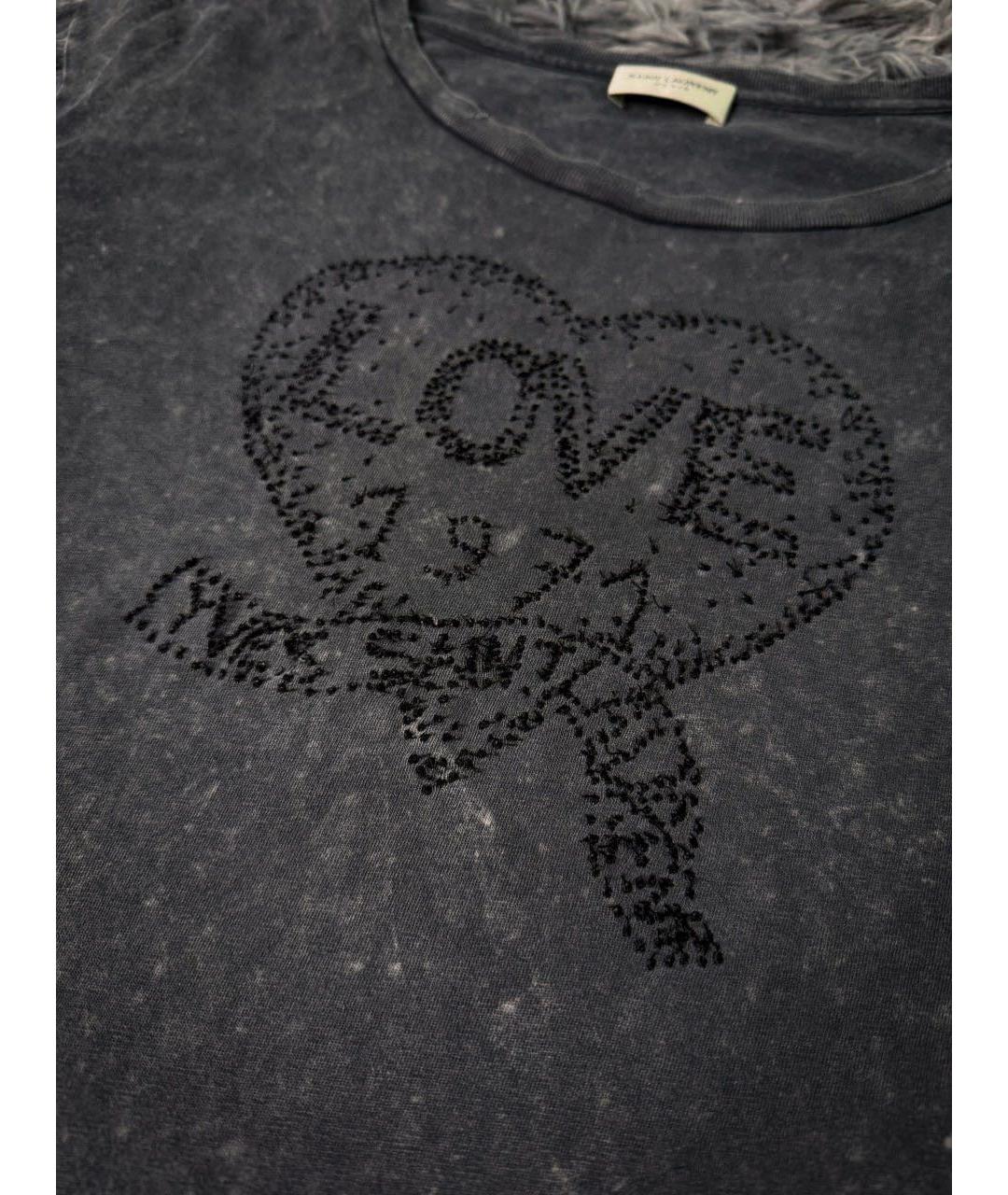SAINT LAURENT Антрацитовая хлопковая футболка, фото 7
