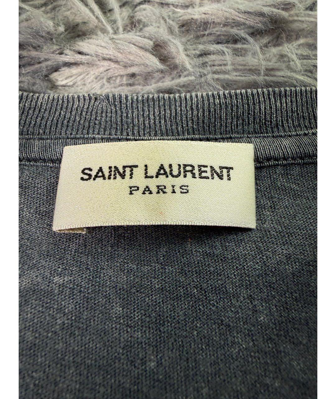 SAINT LAURENT Антрацитовая хлопковая футболка, фото 5