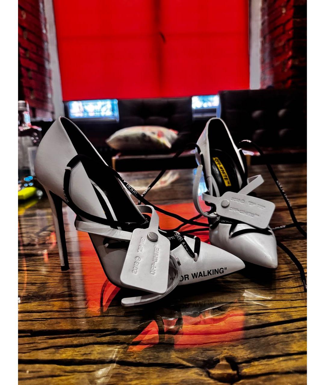 OFF-WHITE Белые кожаные туфли, фото 5