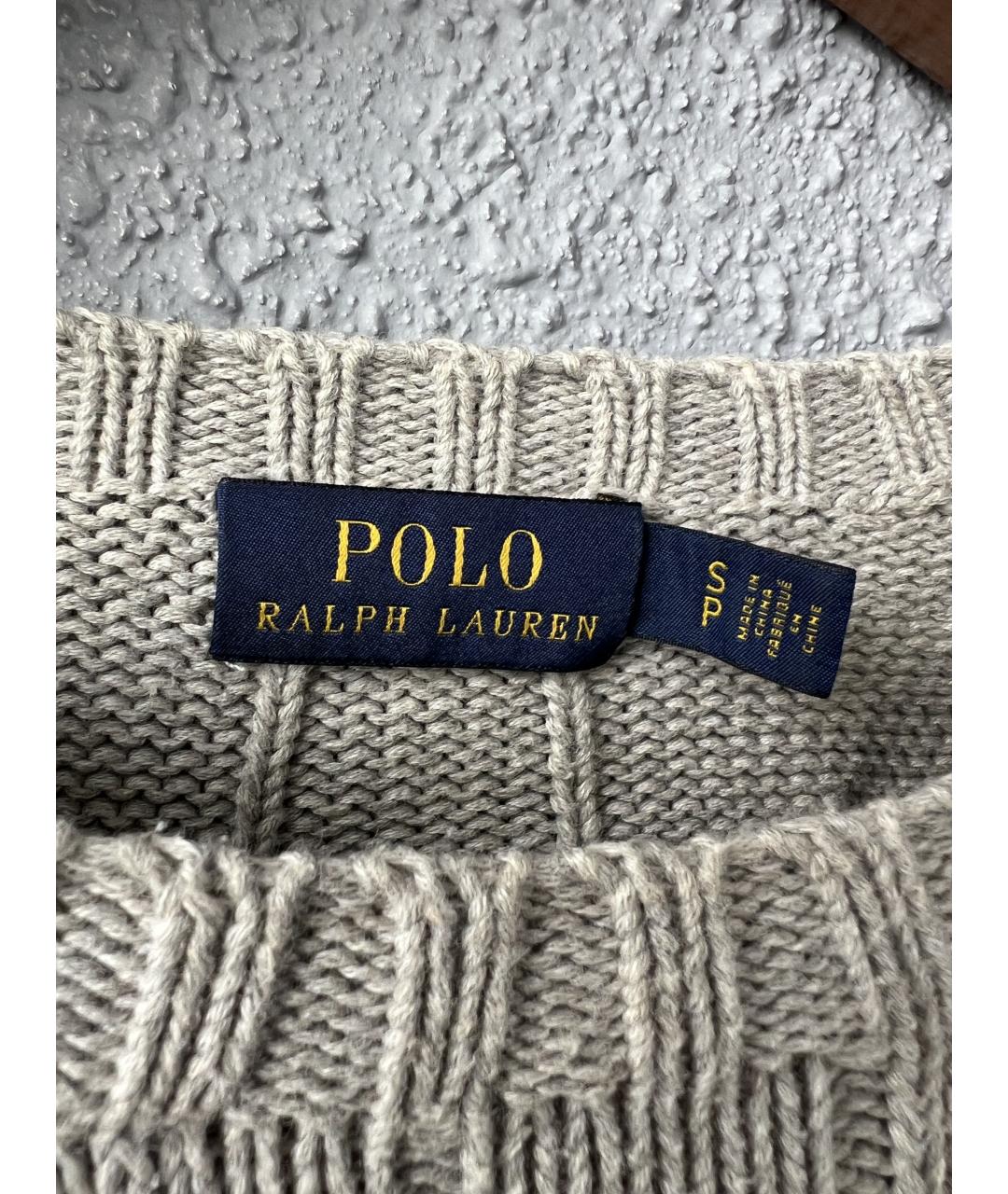 RALPH LAUREN Серый хлопковый джемпер / свитер, фото 4