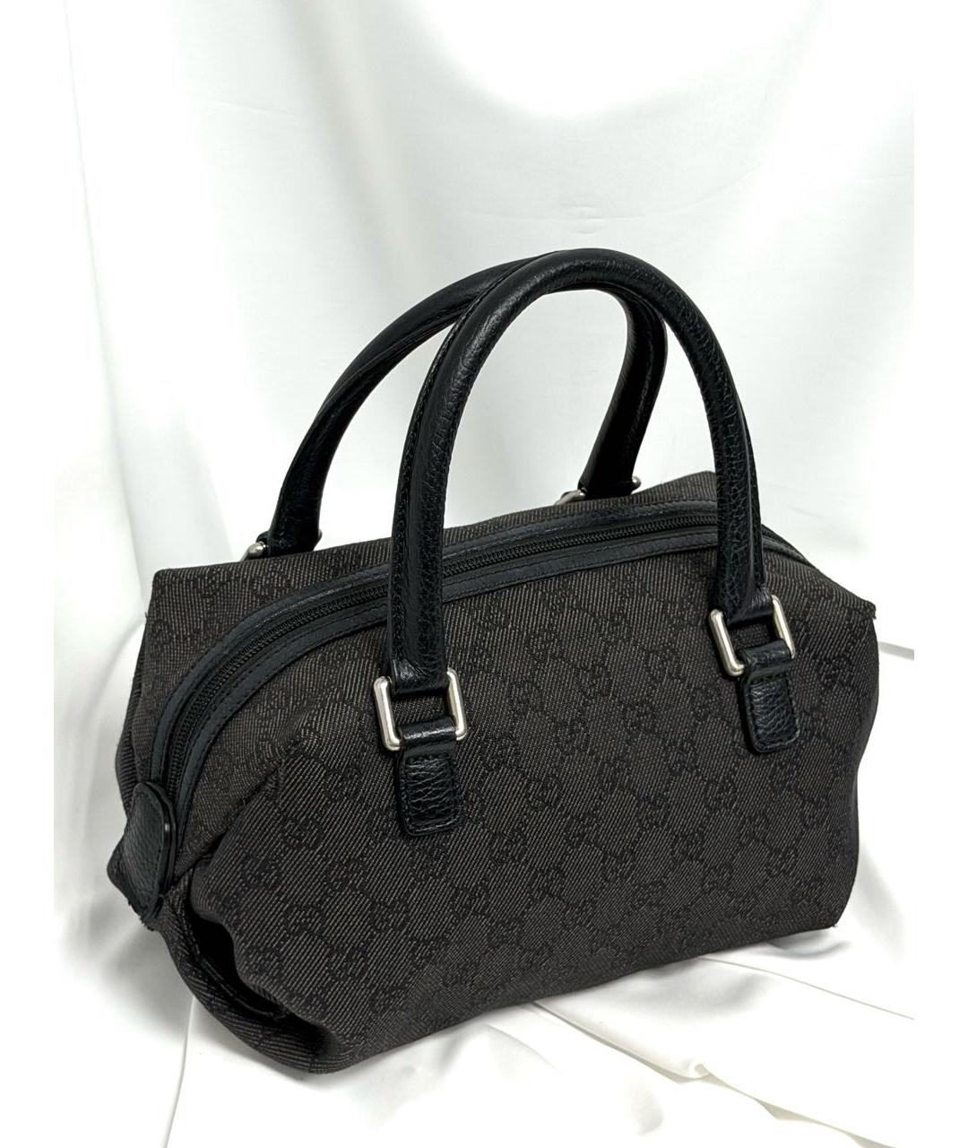 GUCCI Черная жаккардовая сумка с короткими ручками, фото 3