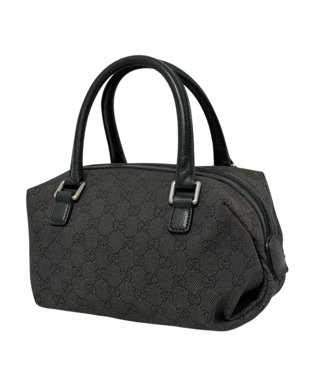 GUCCI Черная жаккардовая сумка с короткими ручками, фото 1