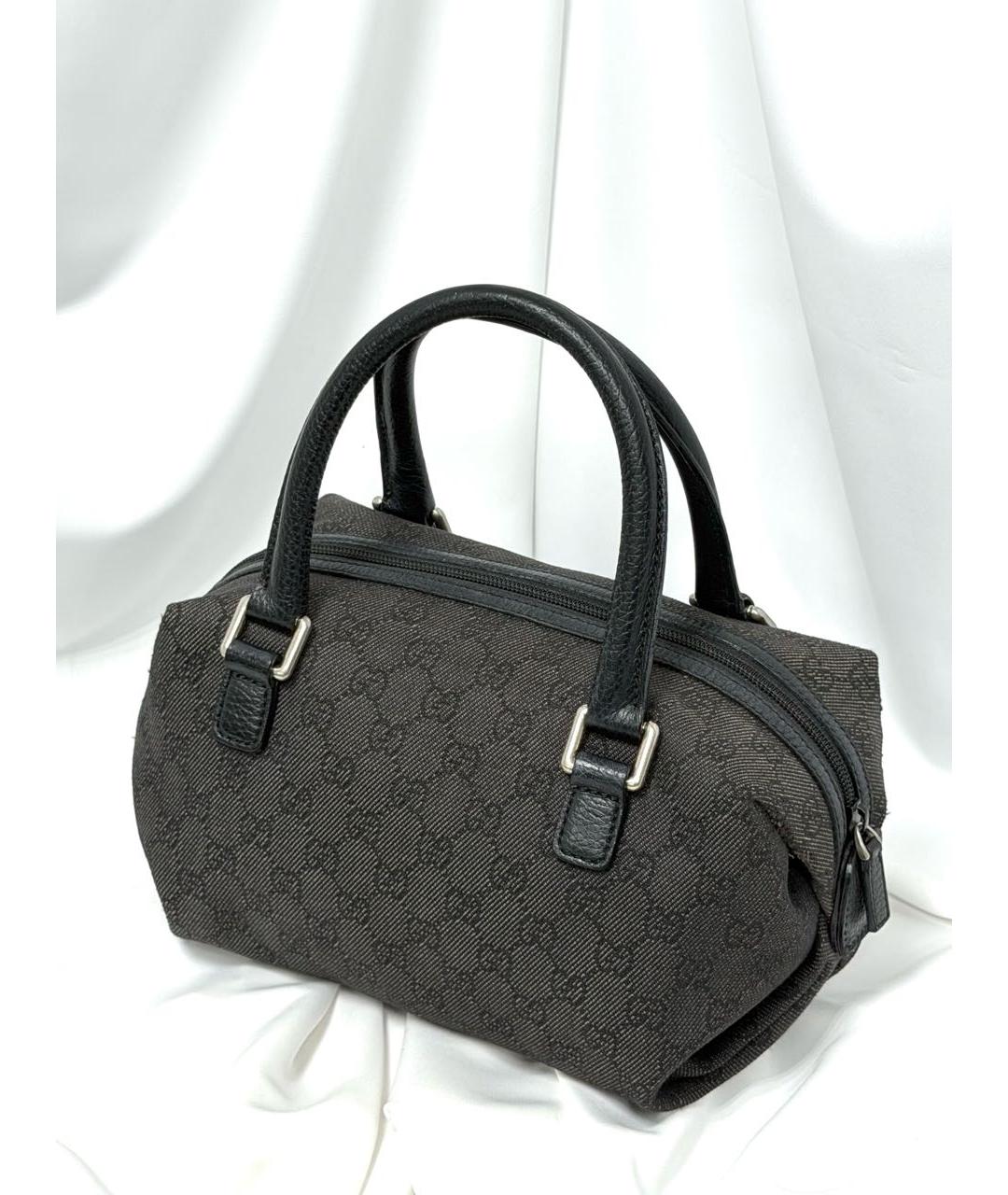 GUCCI Черная жаккардовая сумка с короткими ручками, фото 2