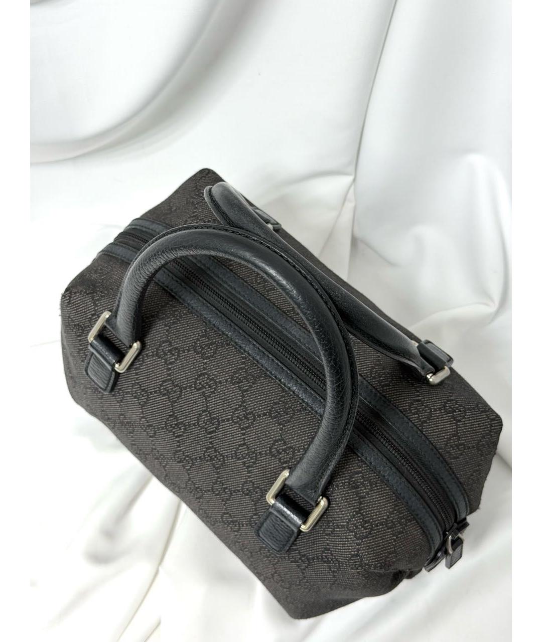 GUCCI Черная жаккардовая сумка с короткими ручками, фото 4
