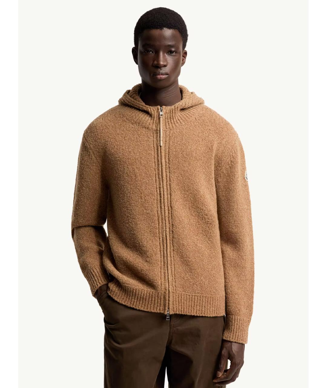 MONCLER Бежевый шерстяной кардиган, фото 3