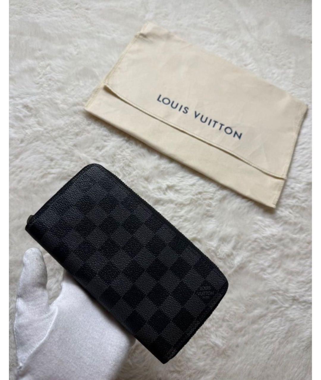 LOUIS VUITTON Черный кожаный кошелек, фото 8