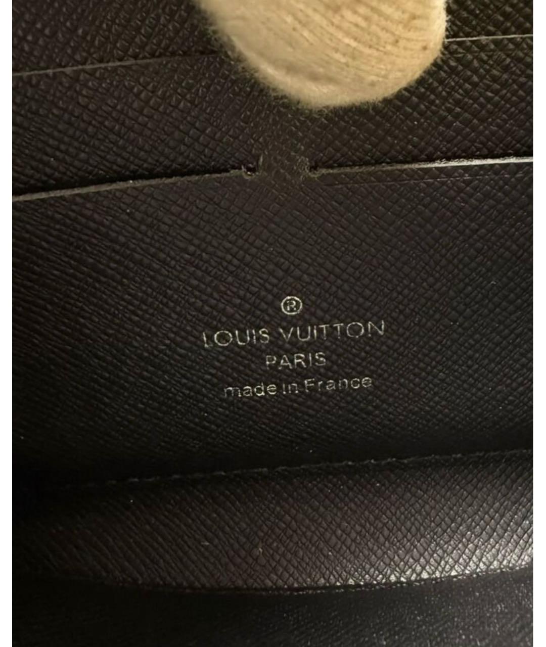 LOUIS VUITTON Черный кожаный кошелек, фото 6