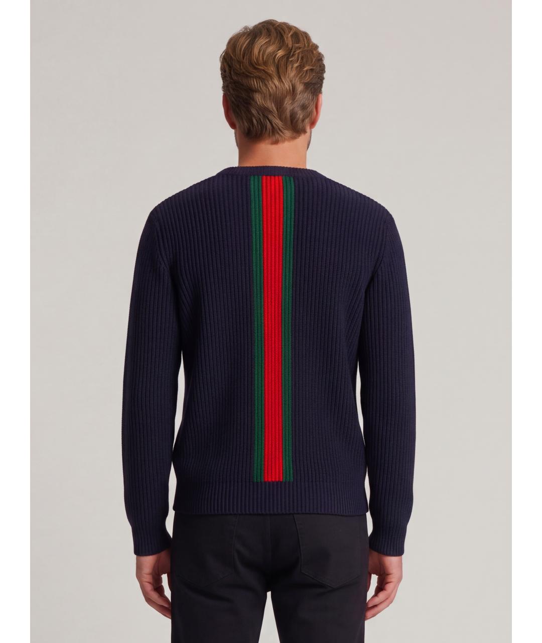 GUCCI Темно-синий шерстяной джемпер / свитер, фото 4