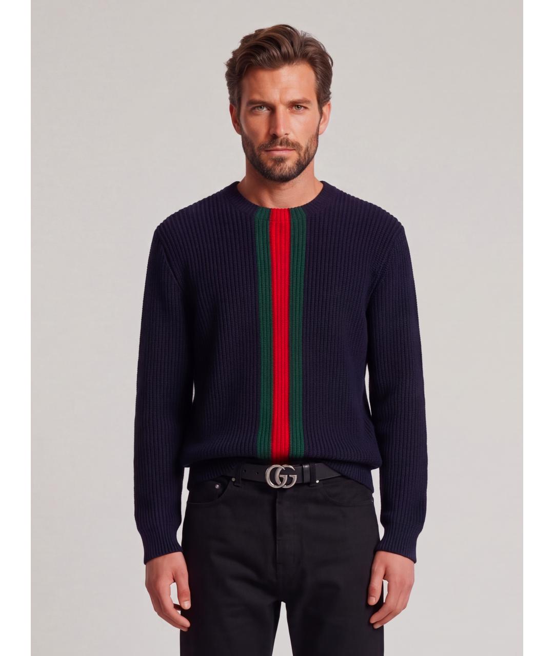 GUCCI Темно-синий шерстяной джемпер / свитер, фото 2