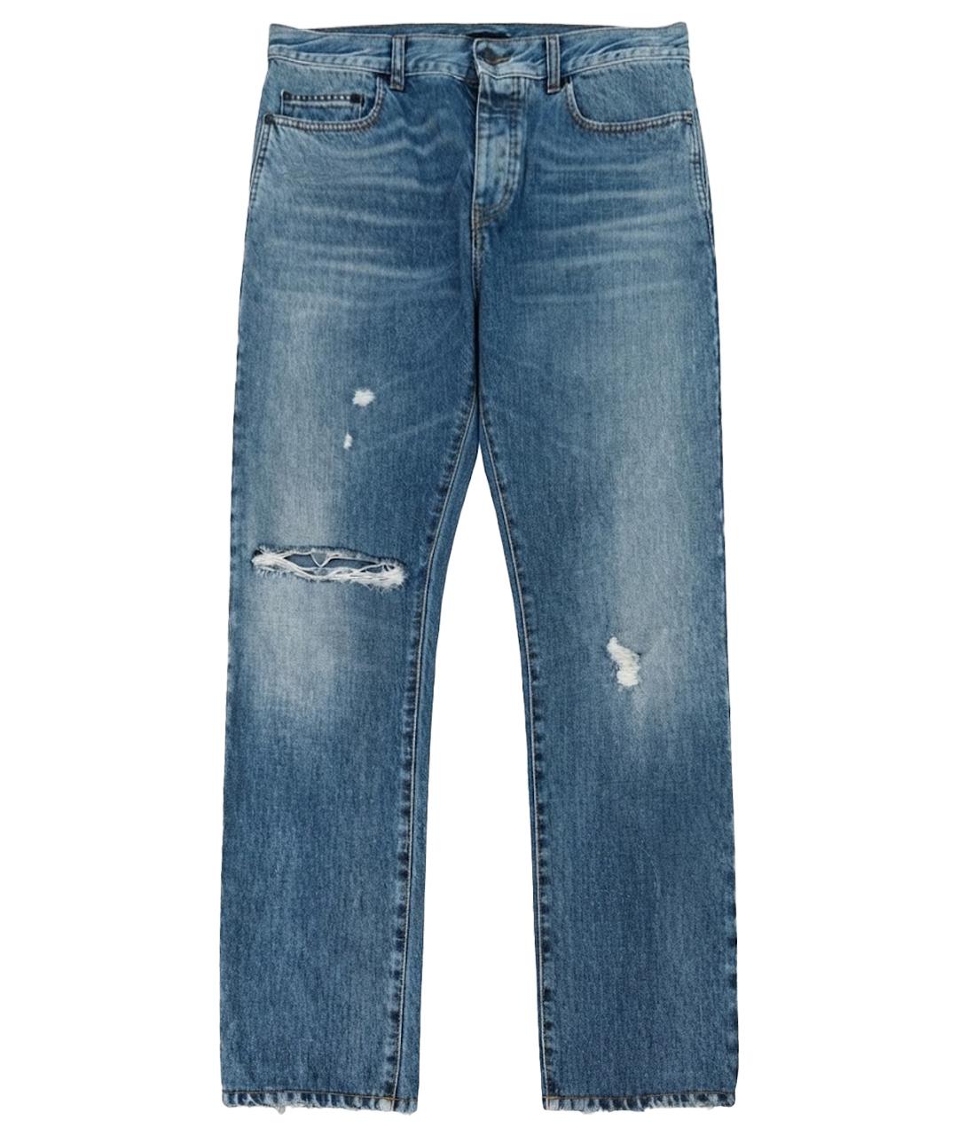 SAINT LAURENT Синие хлопковые джинсы скинни, фото 1