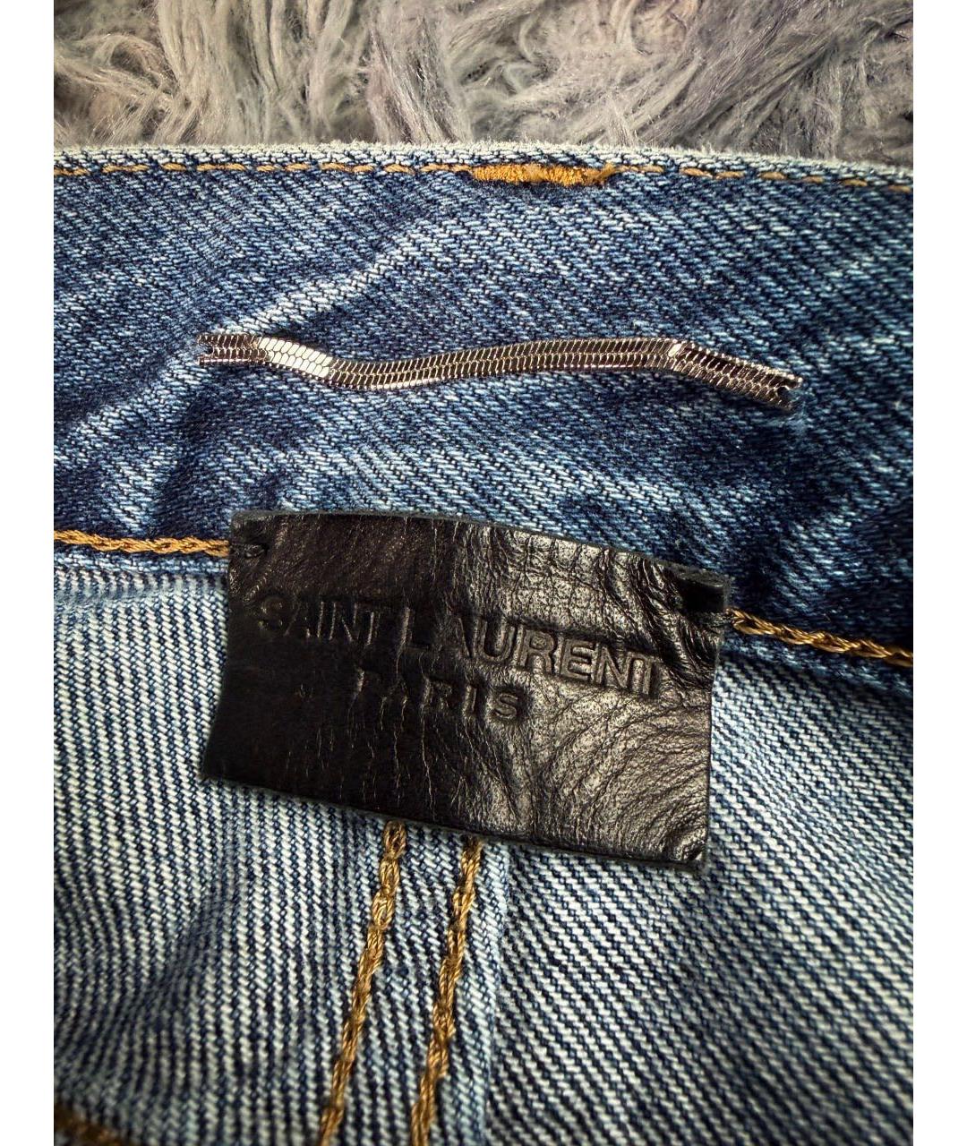 SAINT LAURENT Синие хлопковые джинсы скинни, фото 8