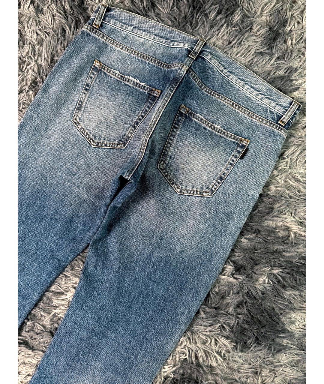 SAINT LAURENT Синие хлопковые джинсы скинни, фото 2
