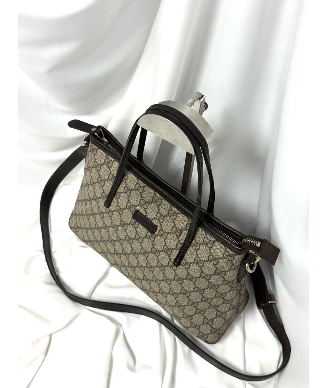 GUCCI Бежевая сумка тоут из канвы, фото 3