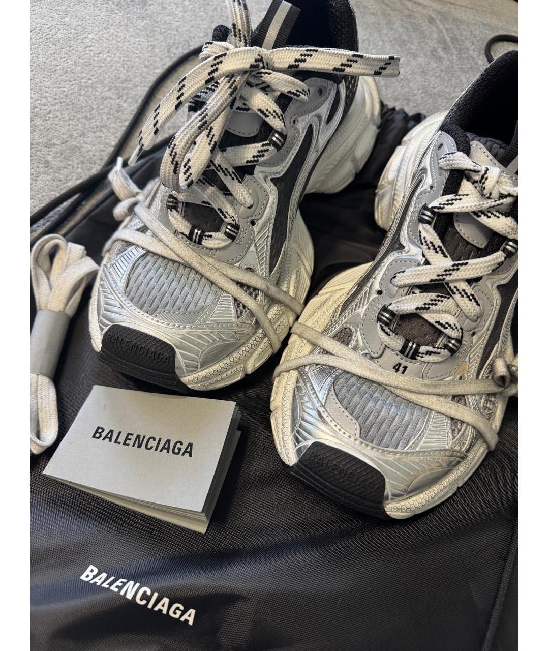 BALENCIAGA Серебряные синтетические низкие кроссовки / кеды, фото 4
