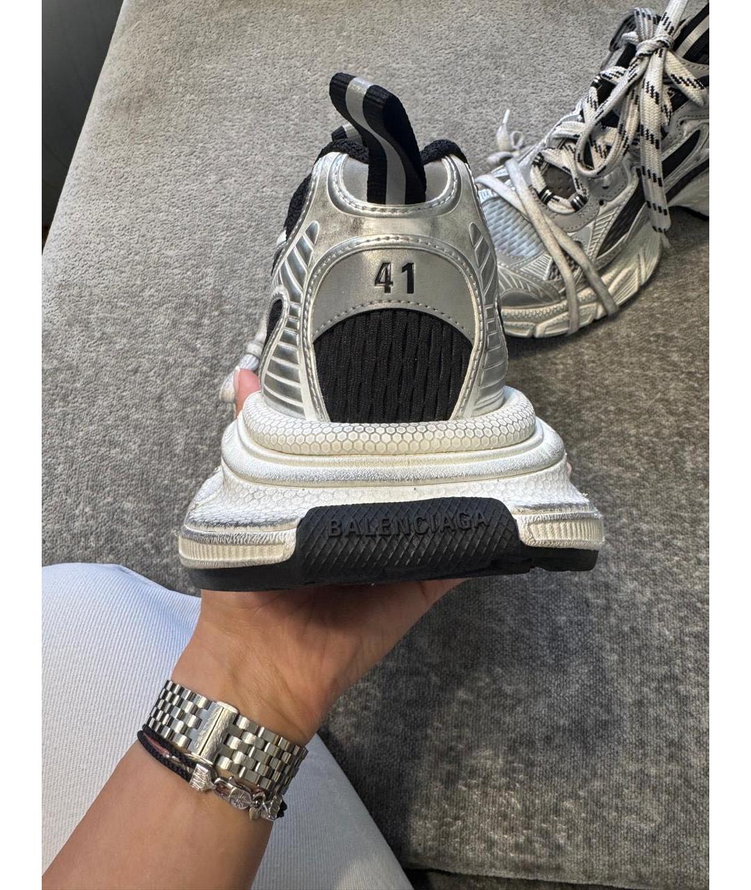 BALENCIAGA Серебряные синтетические низкие кроссовки / кеды, фото 5