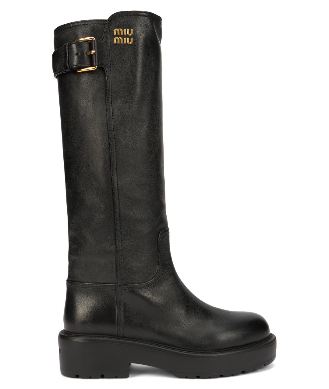 MIU MIU Черные кожаные сапоги, фото 2