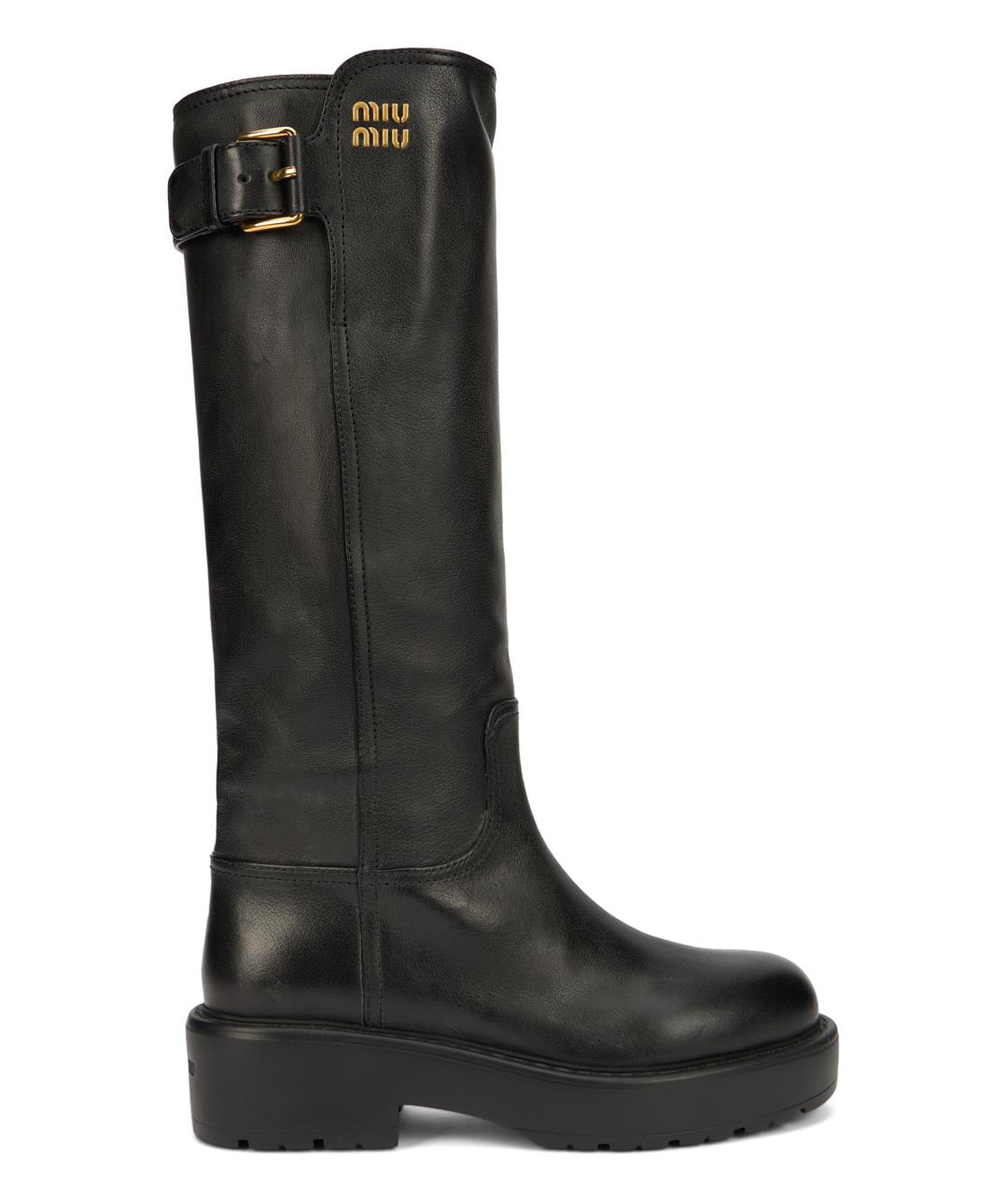 MIU MIU Черные кожаные сапоги, фото 1