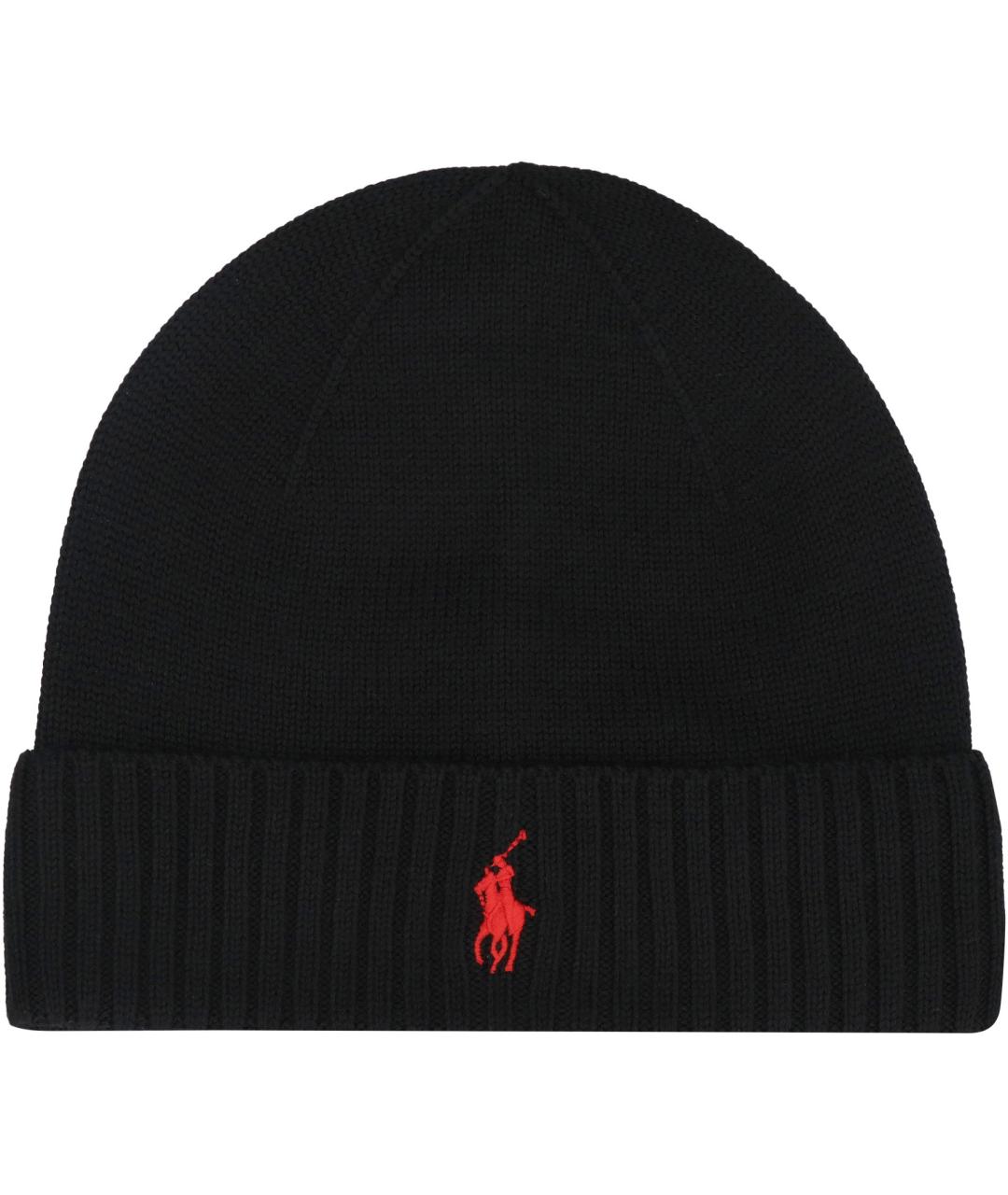 POLO RALPH LAUREN Черная шерстяная шапка, фото 2