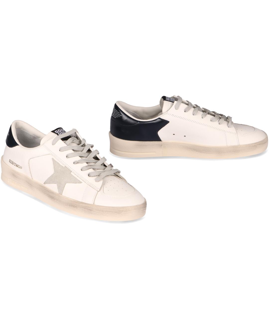 GOLDEN GOOSE Белые кожаные низкие кроссовки / кеды, фото 3