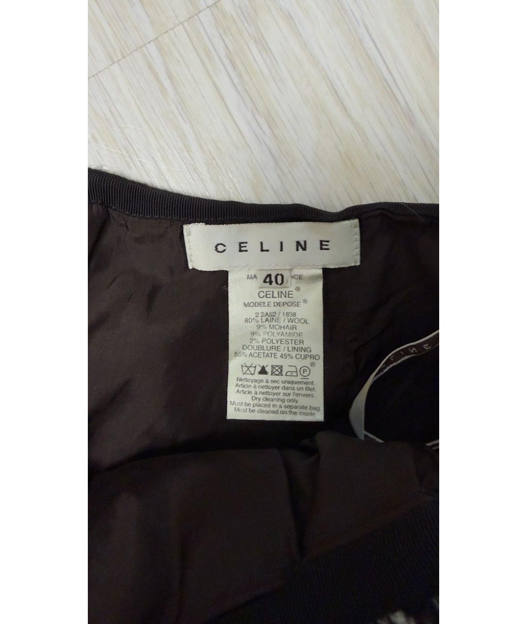 CELINE Коричневая шерстяная юбка мини, фото 2