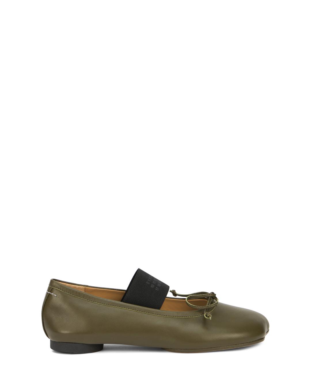 MM6 MAISON MARGIELA Хаки кожаные балетки, фото 1