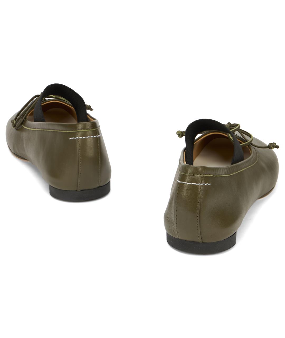 MM6 MAISON MARGIELA Хаки кожаные балетки, фото 4