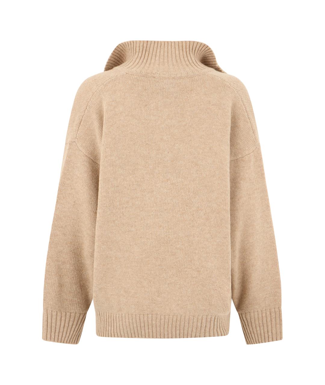 WEEKEND MAX MARA Бежевый шерстяной джемпер / свитер, фото 2